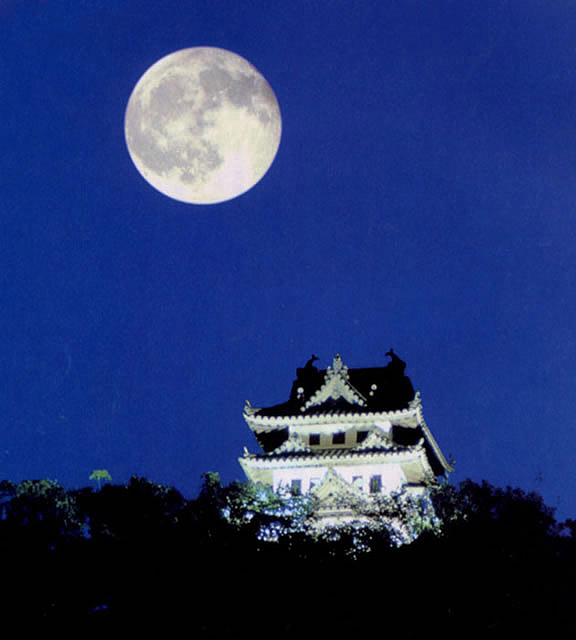 四季の写真館　お気に入り10選　ベスト10「城と月（洲本市三熊山）」